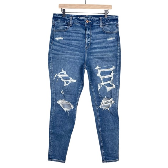 American Eagle Outfitters Denim - American Eagle Curvy Hi Rise Jegging 16 Ripped Skinny Stretch Denim Casual
